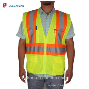 ANSI / ISEA Hi Vis Workwear Veste Haute visibilité 100% Polyester Mesh Gilet de sécurité résistant avec poches réfléchissantes